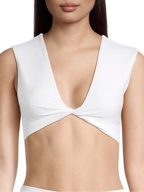 Ramy Brook Oliwia Bikini Swim Crop Top White Medium Minimalist Vacation Summer